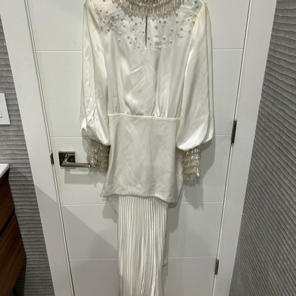 Isabel Sanchis - Caiazzo Embellished Long Sleeve Cocktail Dress - Picture 3 of 4